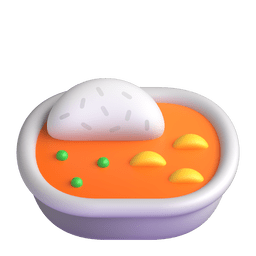 How emoji curry rice displayed on Microsoft 3D animated