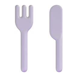 How emoji fork and knife displayed on Microsoft 3D animated