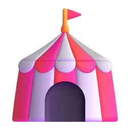 How emoji circus tent displayed on Microsoft 3D animated