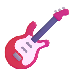 How emoji guitar displayed on Microsoft 3D animated