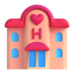 How emoji love hotel displayed on Microsoft 3D animated