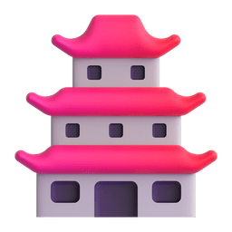 How emoji Japanese castle displayed on Microsoft 3D animated