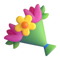 How emoji bouquet displayed on Microsoft 3D animated