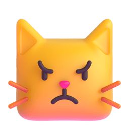 How emoji pouting cat displayed on Microsoft 3D animated