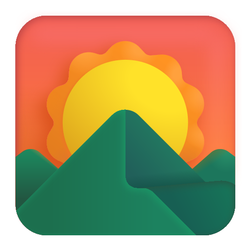 How emoji sunrise over mountains displayed on Microsoft 3D fluent