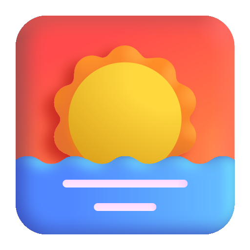 How emoji sunrise displayed on Microsoft 3D fluent