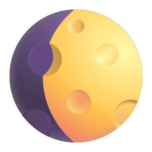 How emoji waxing gibbous moon displayed on Microsoft 3D fluent