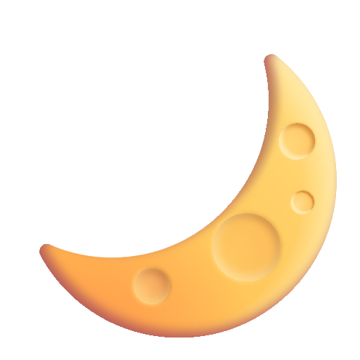 How emoji crescent moon displayed on Microsoft 3D fluent