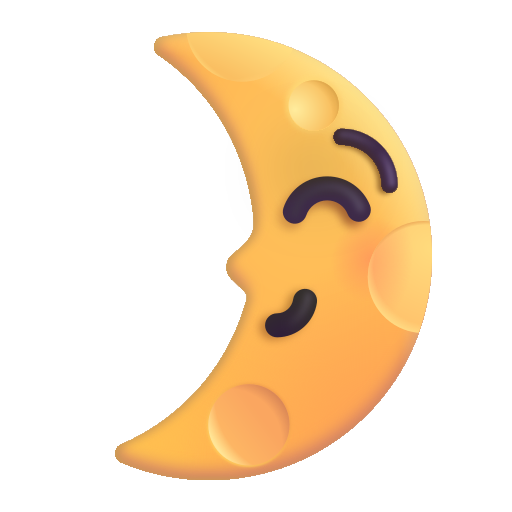 How emoji first quarter moon face displayed on Microsoft 3D fluent