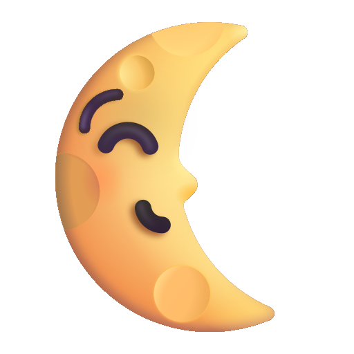 How emoji last quarter moon face displayed on Microsoft 3D fluent