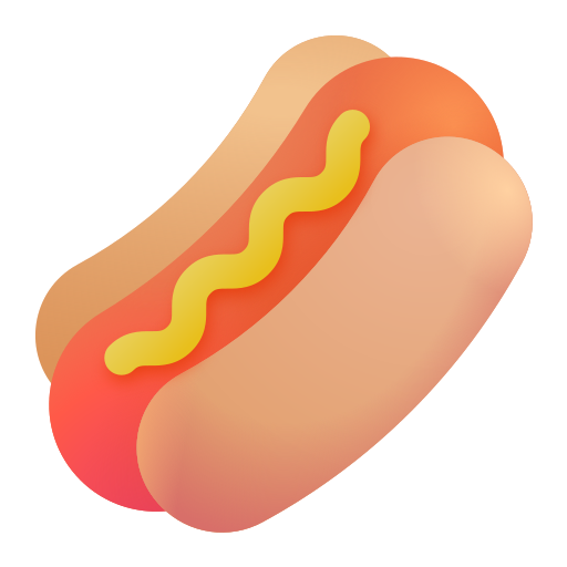 How emoji hot dog displayed on Microsoft 3D fluent