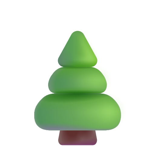 How emoji evergreen tree displayed on Microsoft 3D fluent