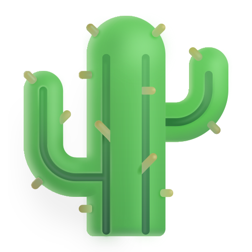 How emoji cactus displayed on Microsoft 3D fluent