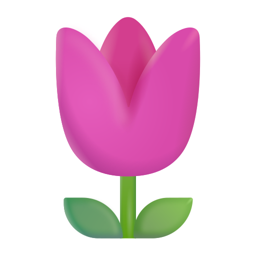 How emoji tulip displayed on Microsoft 3D fluent