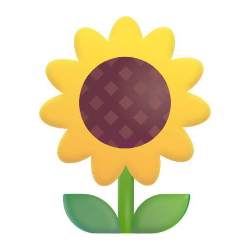 How emoji sunflower displayed on Microsoft 3D fluent