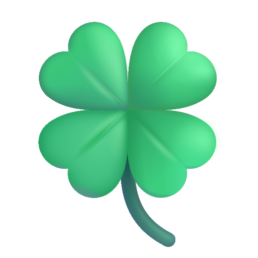 How emoji four leaf clover displayed on Microsoft 3D fluent