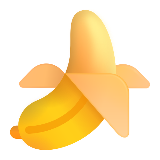 How emoji banana displayed on Microsoft 3D fluent