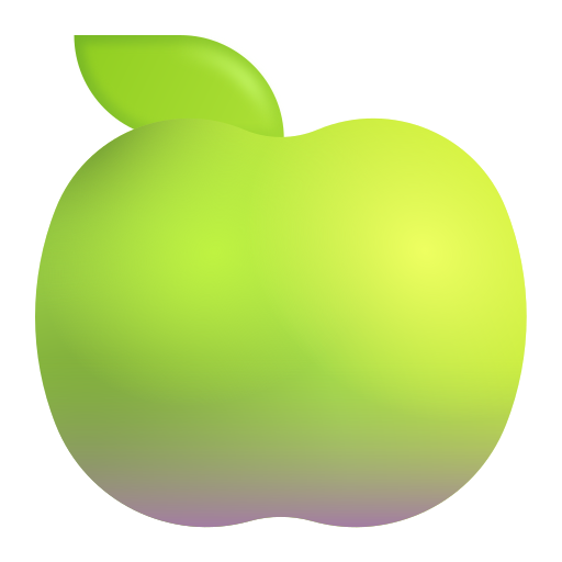 How emoji green apple displayed on Microsoft 3D fluent