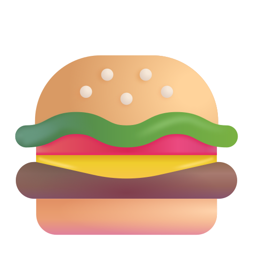 How emoji hamburger displayed on Microsoft 3D fluent