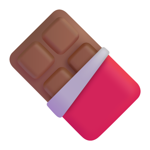 How emoji chocolate bar displayed on Microsoft 3D fluent