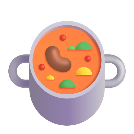 How emoji pot of food displayed on Microsoft 3D fluent