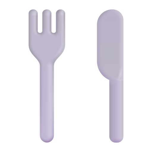 How emoji fork and knife displayed on Microsoft 3D fluent