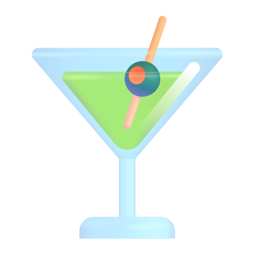 How emoji cocktail glass displayed on Microsoft 3D fluent