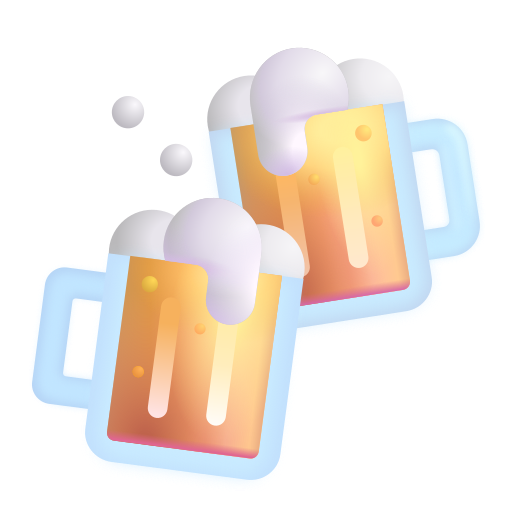 How emoji clinking beer mugs displayed on Microsoft 3D fluent