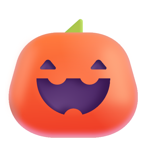 How emoji jack-o-lantern displayed on Microsoft 3D fluent