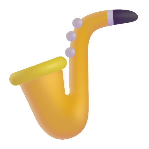 How emoji saxophone displayed on Microsoft 3D fluent