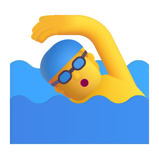 How emoji man swimming displayed on Microsoft 3D fluent