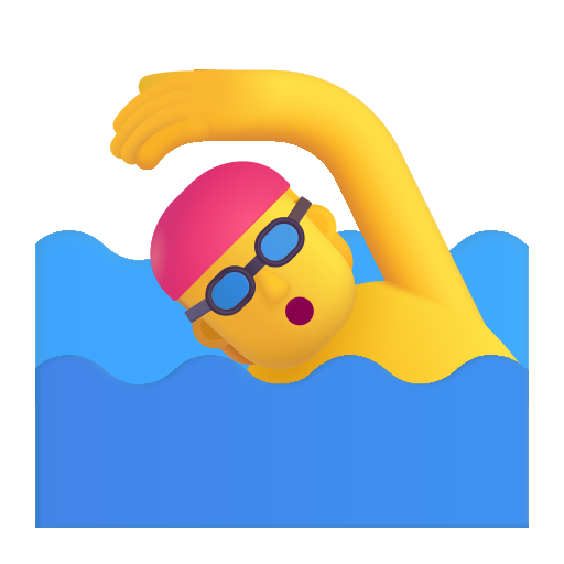 How emoji person swimming displayed on Microsoft 3D fluent