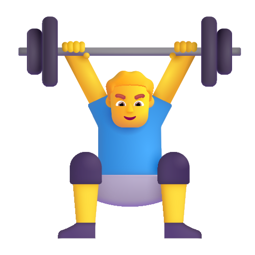 How emoji man lifting weights displayed on Microsoft 3D fluent