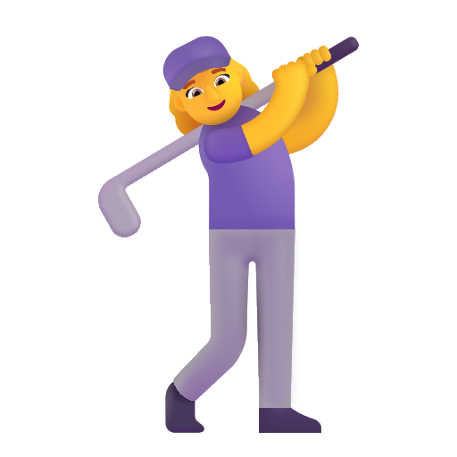 How emoji woman golfing displayed on Microsoft 3D fluent