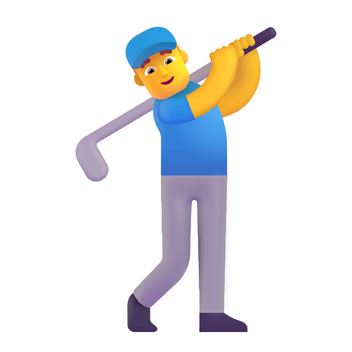 How emoji man golfing displayed on Microsoft 3D fluent