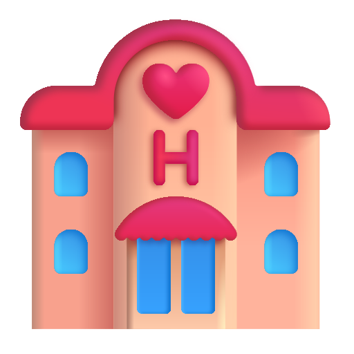 How emoji love hotel displayed on Microsoft 3D fluent