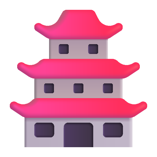 How emoji Japanese castle displayed on Microsoft 3D fluent