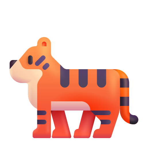 How emoji tiger displayed on Microsoft 3D fluent