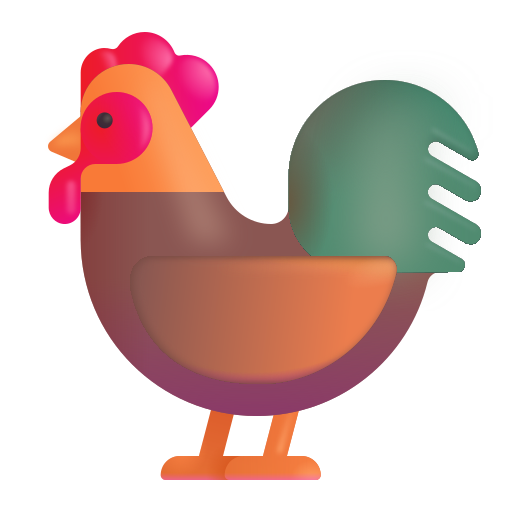 How emoji rooster displayed on Microsoft 3D fluent