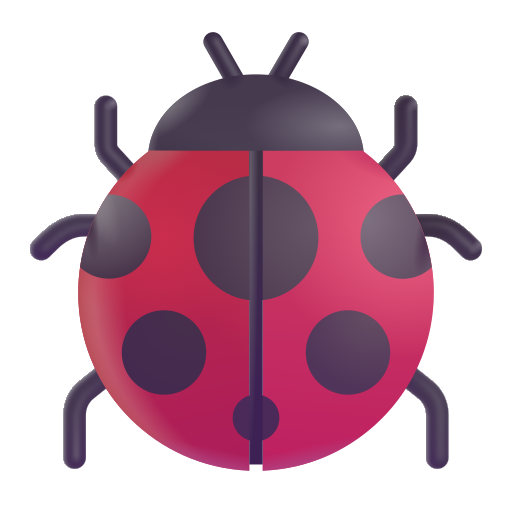 How emoji lady beetle displayed on Microsoft 3D fluent