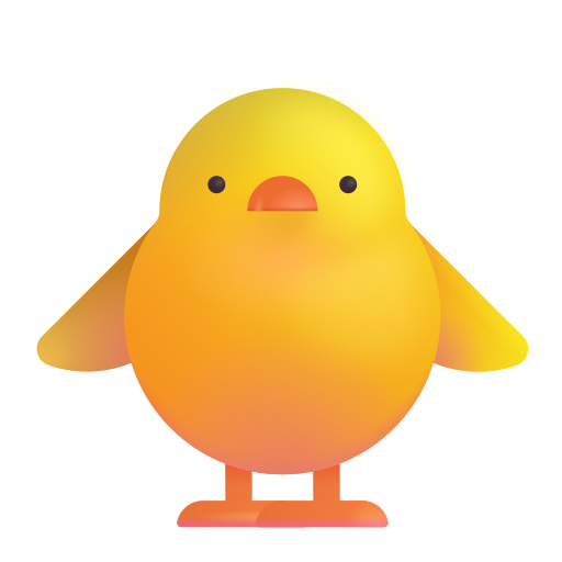 How emoji front-facing baby chick displayed on Microsoft 3D fluent