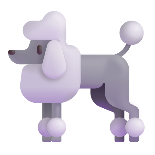 How emoji poodle displayed on Microsoft 3D fluent