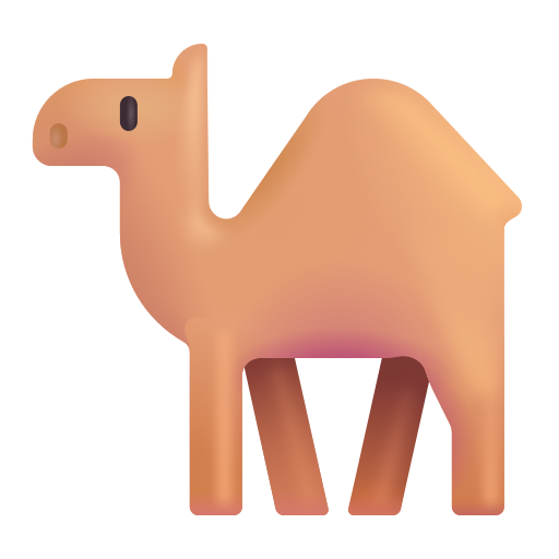 How emoji camel displayed on Microsoft 3D fluent