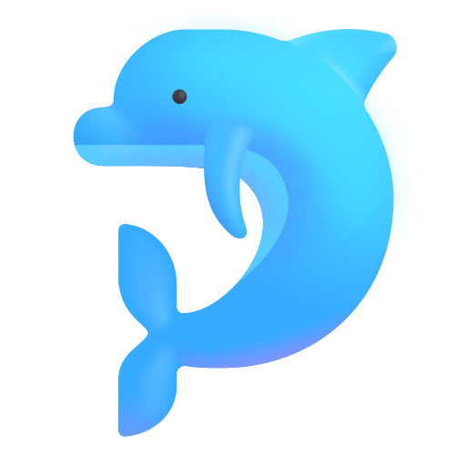 How emoji dolphin displayed on Microsoft 3D fluent