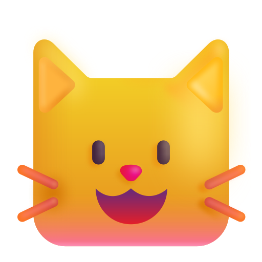 How emoji cat face displayed on Microsoft 3D fluent