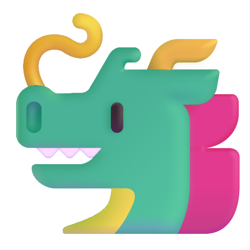 How emoji dragon face displayed on Microsoft 3D fluent