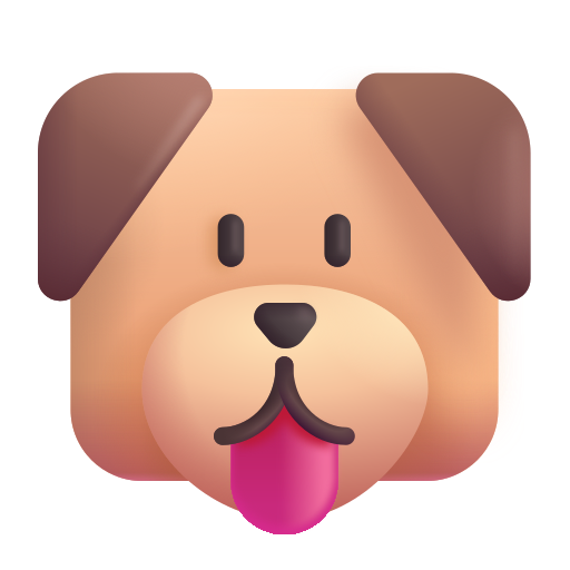 How emoji dog face displayed on Microsoft 3D fluent