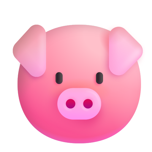 How emoji pig face displayed on Microsoft 3D fluent