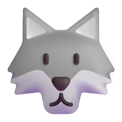 How emoji wolf displayed on Microsoft 3D fluent