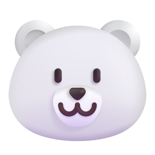 How emoji polar bear displayed on Microsoft 3D fluent